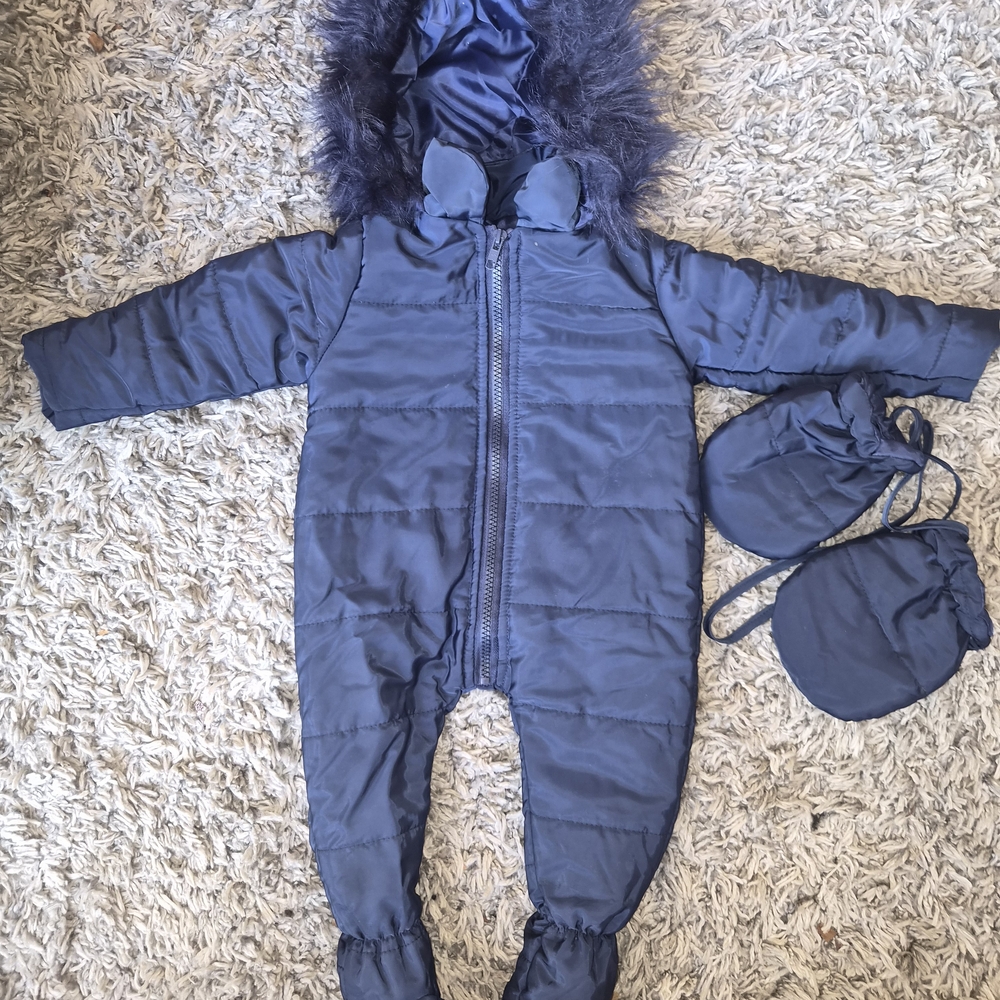 Navy Blue Kids One Piece Snowsuit